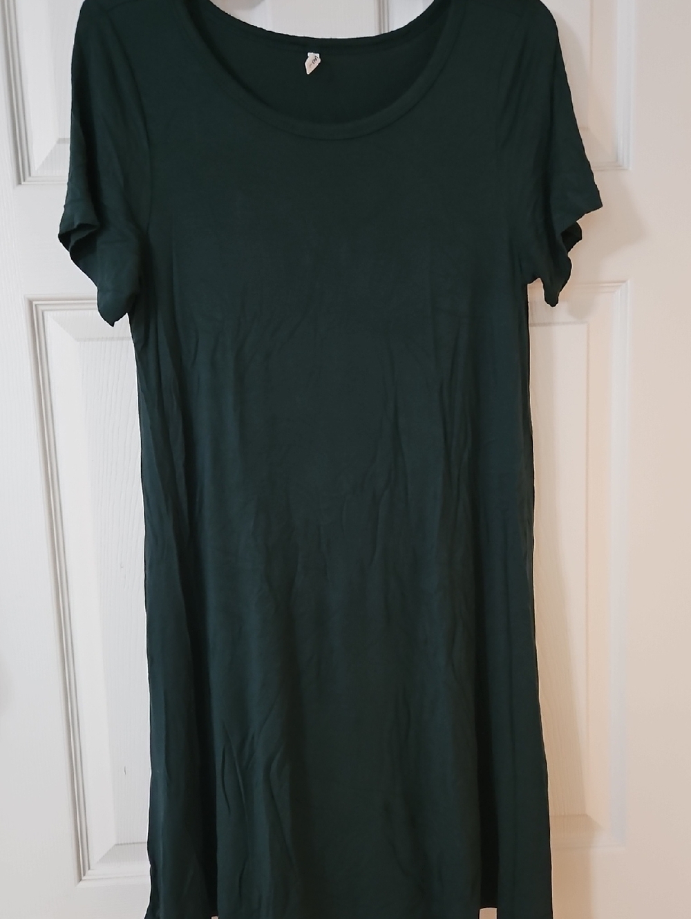 Classic Short-Sleeve Scoop Neck Dress - Dark Green - Picture 1 of 2